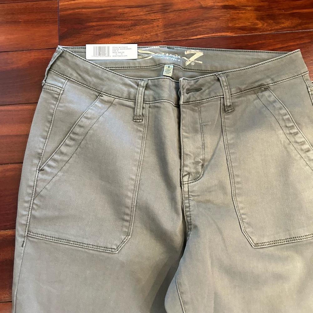 NWT-Seven7 Utility Skinny Ankle Jeans Olive Green-Size 8 - Picture 7 of 10